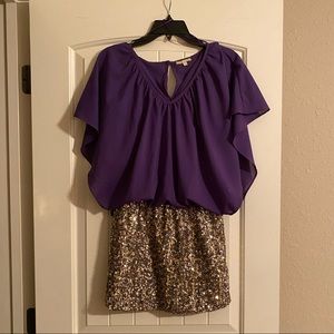 Gianni Bini Chiffon and Sequin Dress